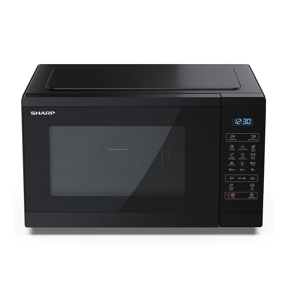 Sharp Microwave 25 Liter 900W Grill &amp; 8 Menus - Black - R250MGRBK2