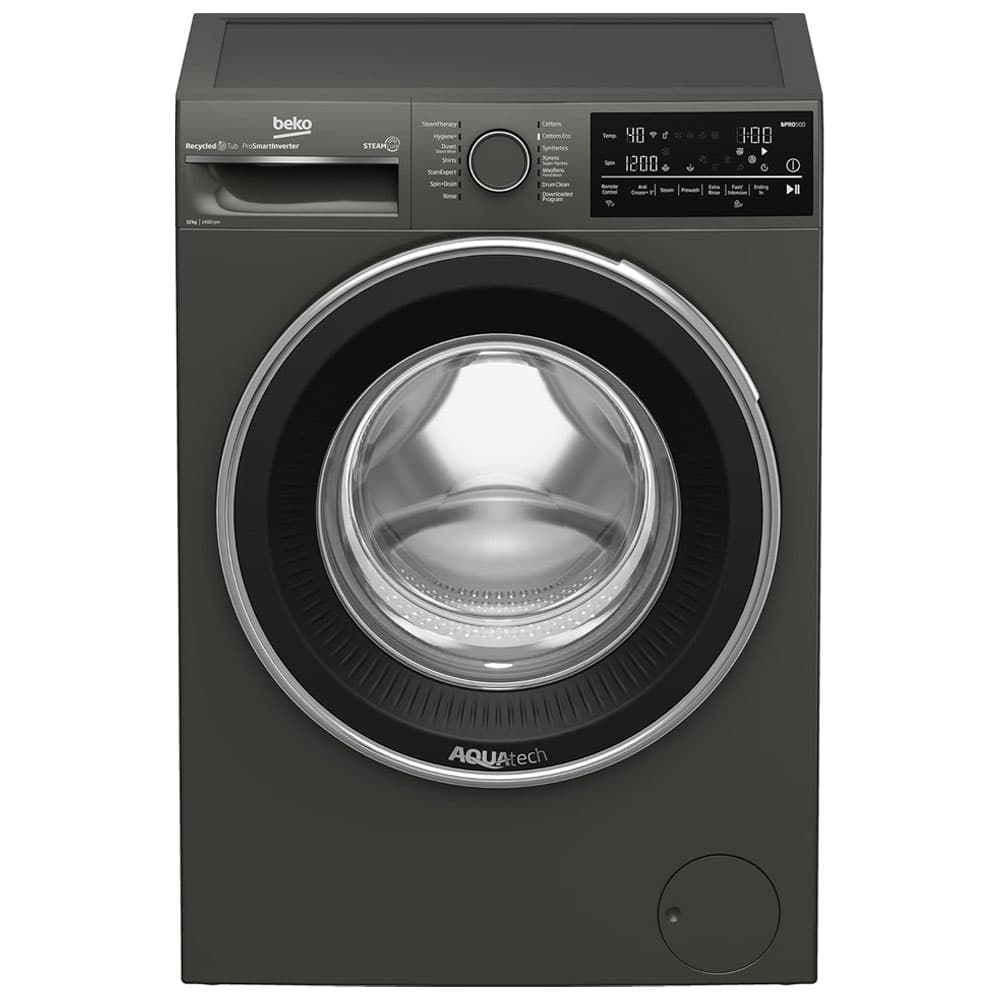 Beko Automatic Washing Machine 12 Kg 1400 RPM Digital Screen - Inverter Steam Bluetooth - Wi-Fi - Water Touch Technology - Gray - B3WFU51240MCI