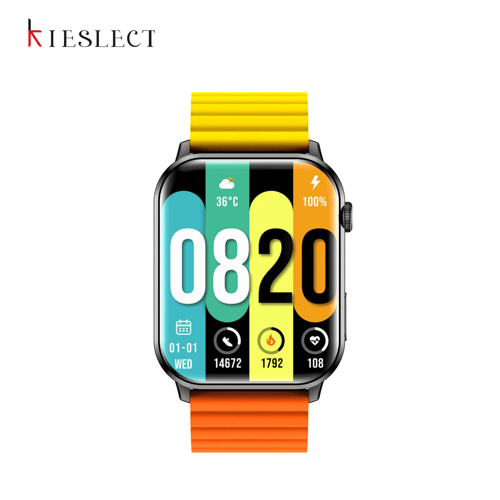 Kieslect Calling Watch Ks Smart Watch, 1.78 Inch AMOLED Display - Black with Multicolor Strap