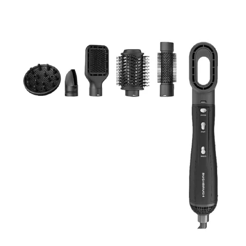 Rush Brush +6 Air Styler, 1300W Six Heads For Silky Threads-Black