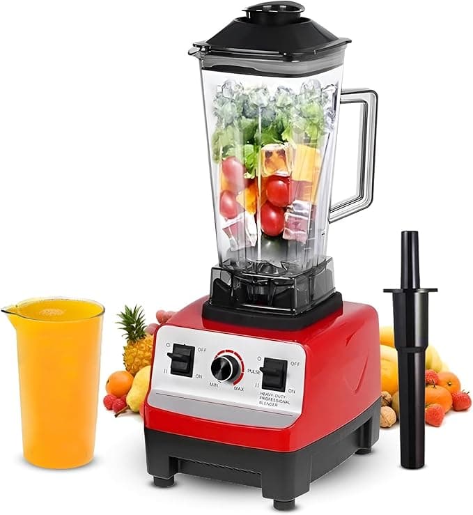City HMA-1021 High-Power Electric Blender, 6500W, 2-Liter Capacity, Red/Black.