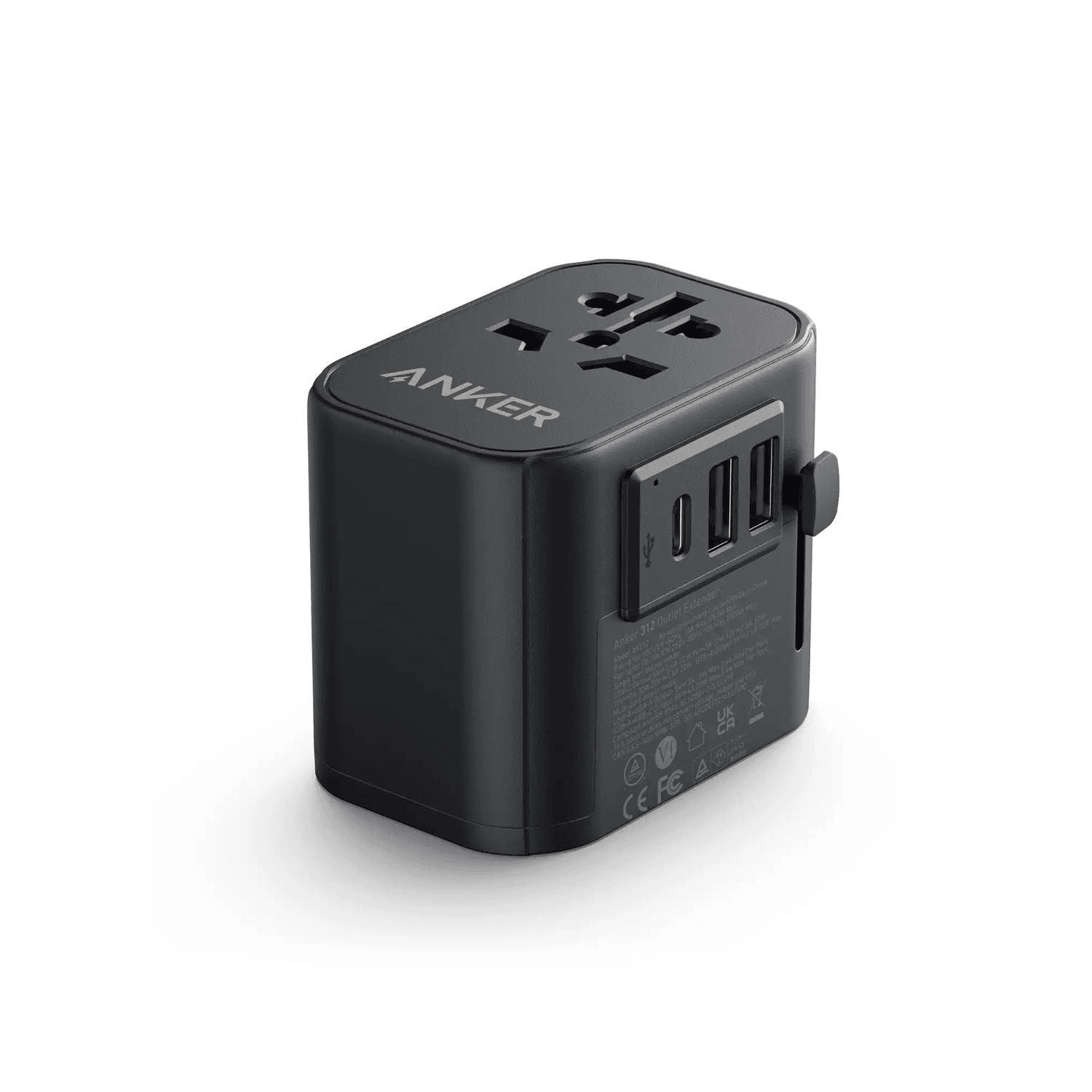 Anker PowerExtend Wall Charger, USB-C + 2 USB-A + AC Outlet, 30 Watt, 4 Ports, Black - A9212K11
