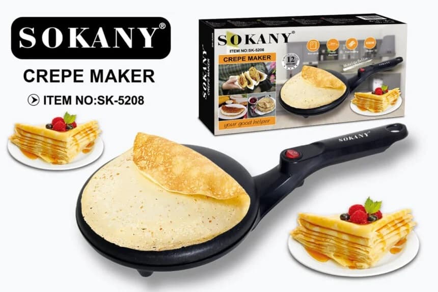 Sokany SK-5208 Crepe Maker, 1000W, Black