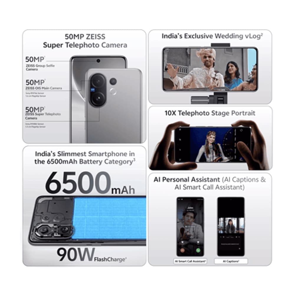 Vivo V60 Dual Sim, 512GB, 12GB Ram, 5G - Mist Gray