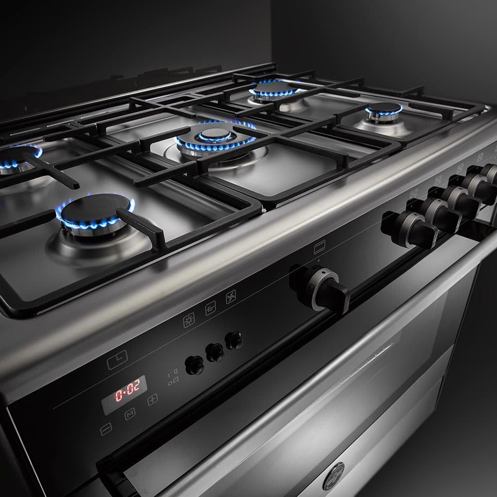 Lagermania Gas Cooker, 5 Burners, 90x90x60 cm, 9M10G4A1X4AWW - Silver