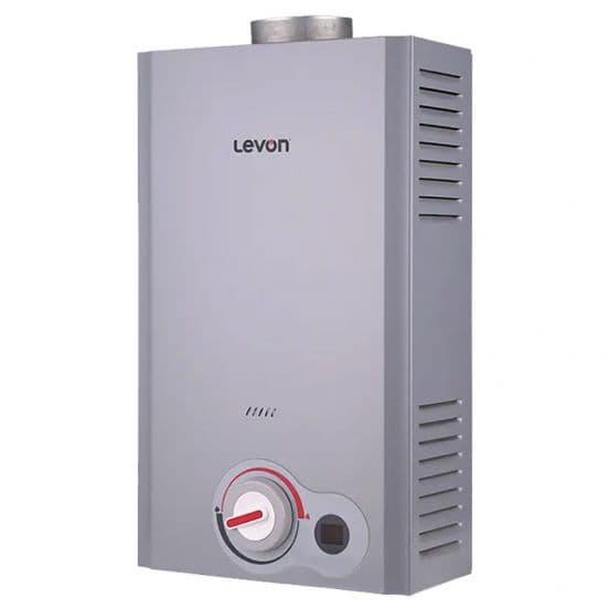 Levon Digital Gas Water Heater, 10 Liters, Adaptor , Silver - DG4 F-OXG