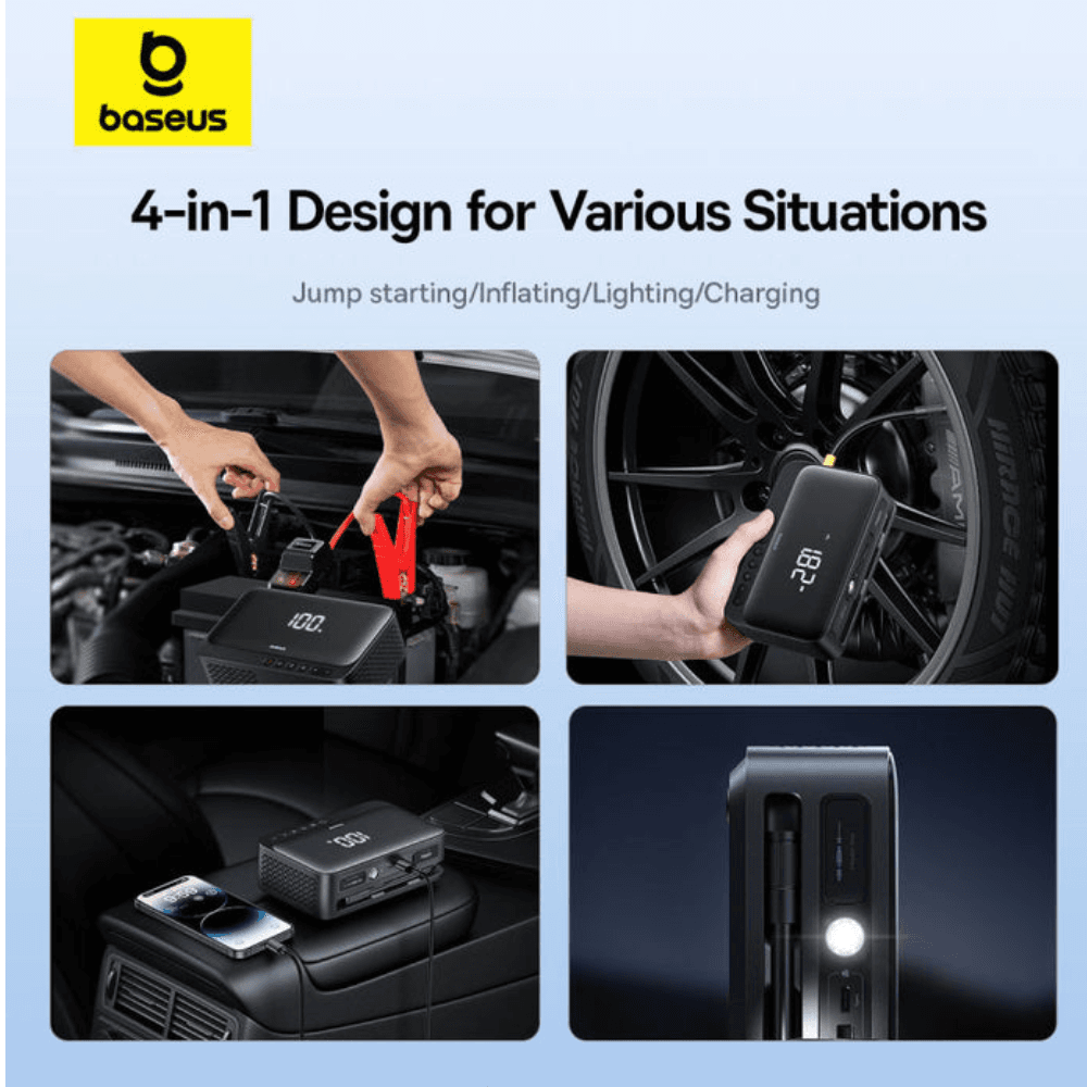 Baseus 4in1 Jump Starter, 600A With Flashlight, BS-CH013 - Black