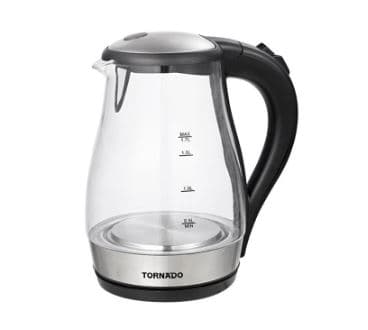 Tornado Glass Kettle 1.7 Liter - 1850-2200W - Glass Transparent - TKG-2117