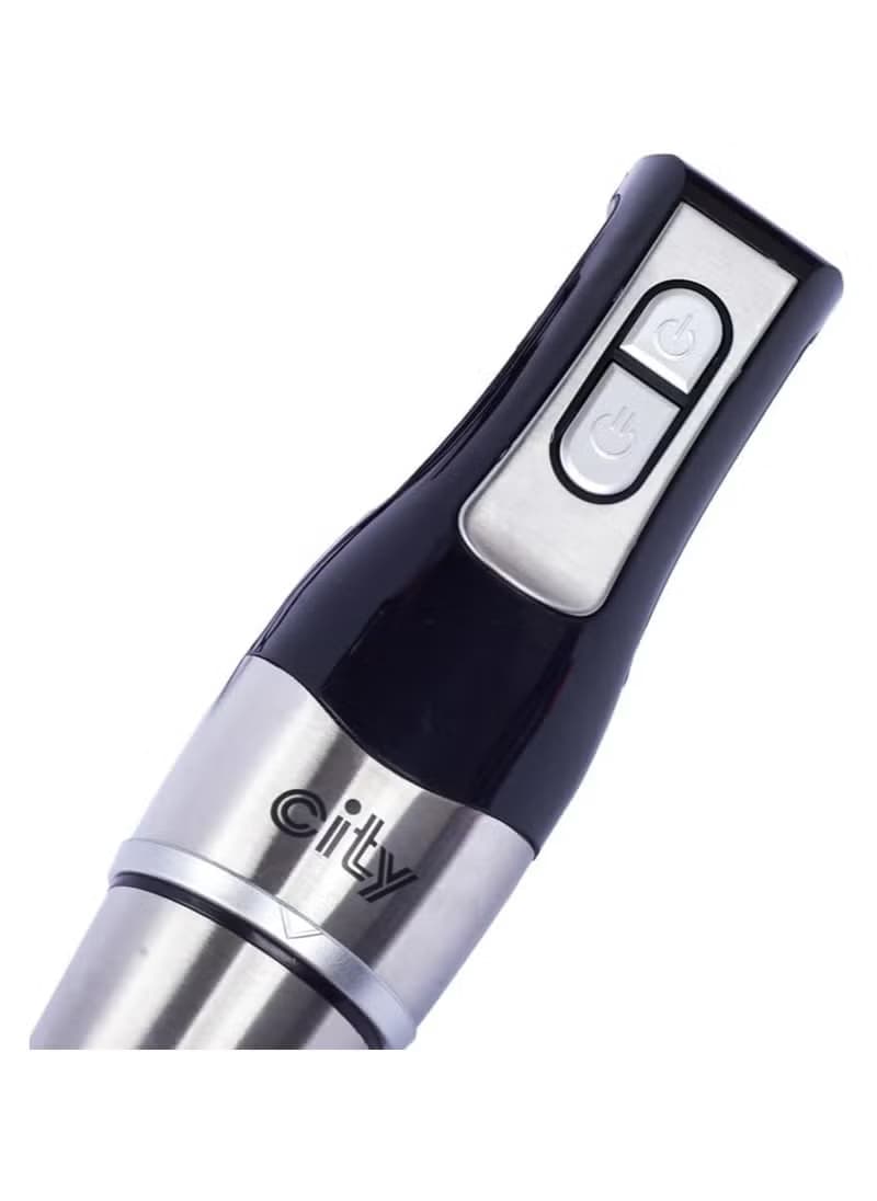 City 4-in-1 Stainless Steel Multi-Speed Hand Blender, 1500W, Silver Black