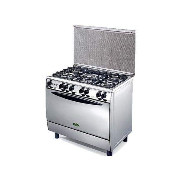 Kiriazi Gas stove, 5 burners, 90 x 60, full safety - silver-20