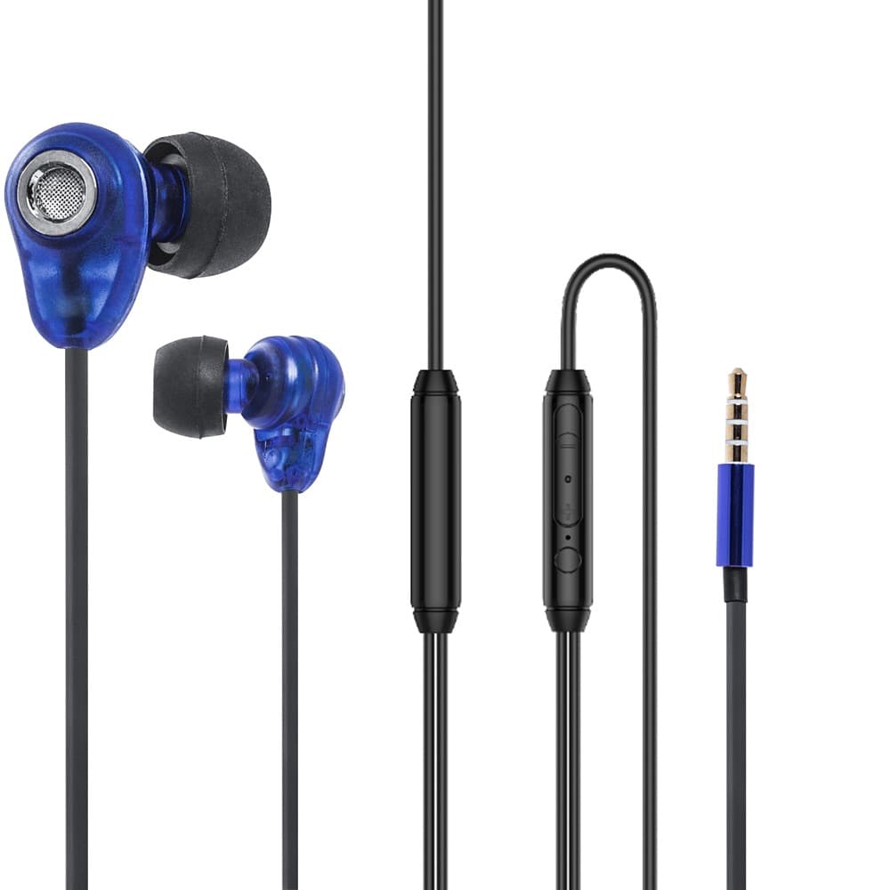 L'AVVENTO (HP66L) Sleeping earphone with Mic 3.5mm with Volume Control - Blue