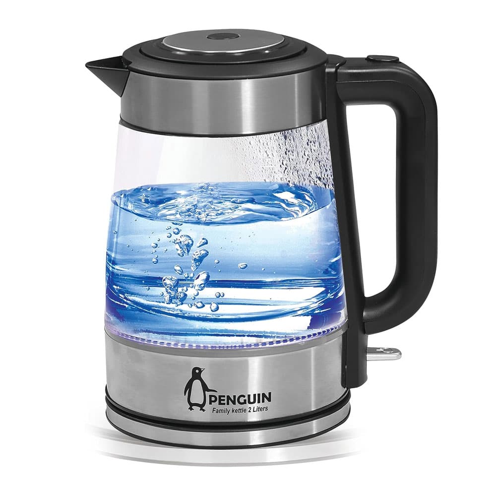 Penguin Family Glass Kettle 2200 Watt Capacity 2 Liter - Black - PK-1000