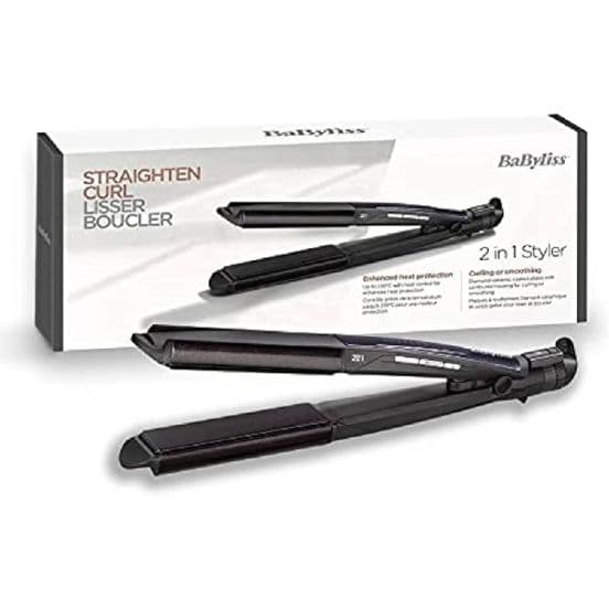 Babyliss Hair Curler & Straightener 2 in 1 Wet and Dry, ST330E - Black