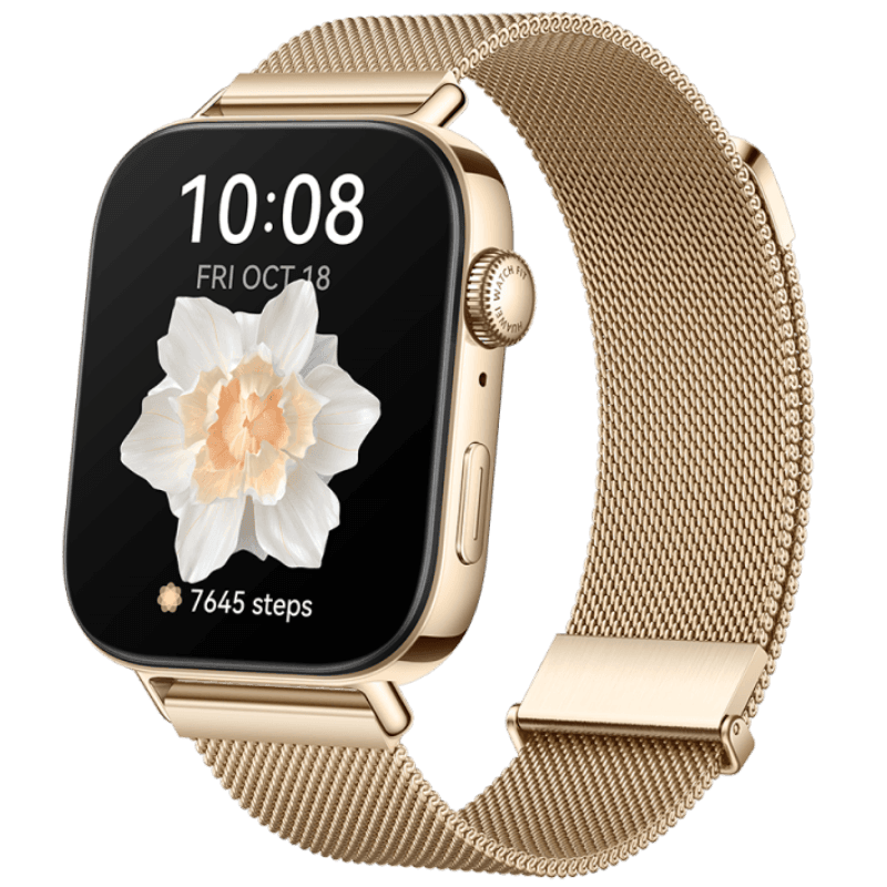 Huawei Smart Watch Fit 3 NFC Edition , 1.82" AMOLED Screen , Waterproof , Gold Milanese Strap , Gold , SLO-B19