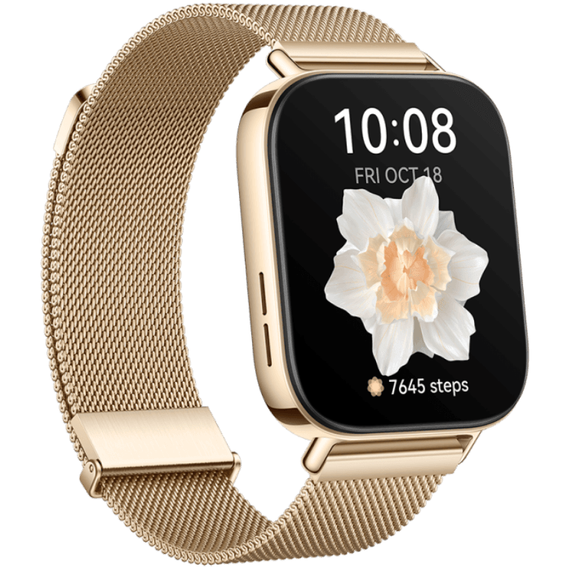 Huawei Smart Watch Fit 3 NFC Edition , 1.82" AMOLED Screen , Waterproof , Gold Milanese Strap , Gold , SLO-B19
