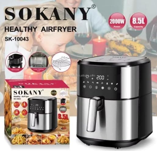 Sokany Healthy Digital Air Fryer, 8.5L, 2000W - Silver, SK-10043