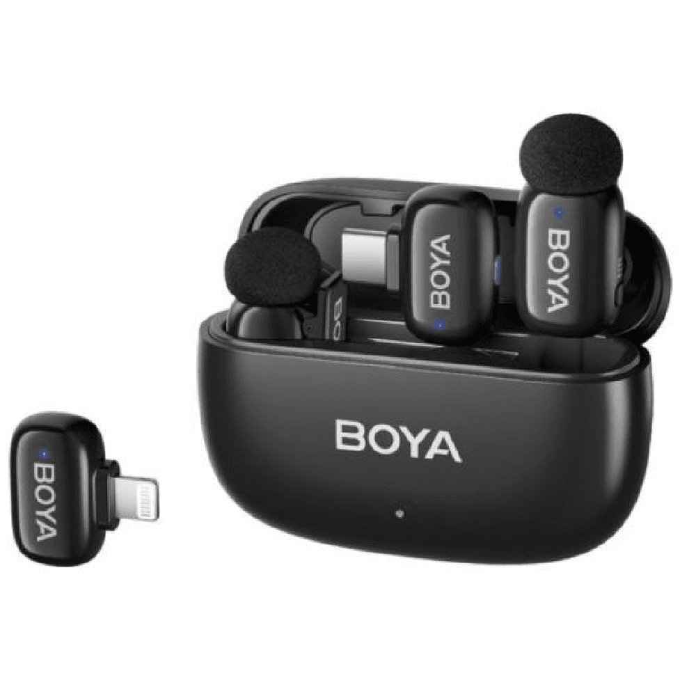 BOYA Mini-13 Dual Ultracompact 2.4GHz Wireless Microphone System - IOS, Type-C - Black