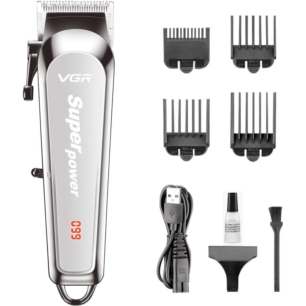 VGR V-060 Hair Clipper Set For Men Rechargeable Li-ion Battery 2000mAh 150 minutes Runtime - Silver