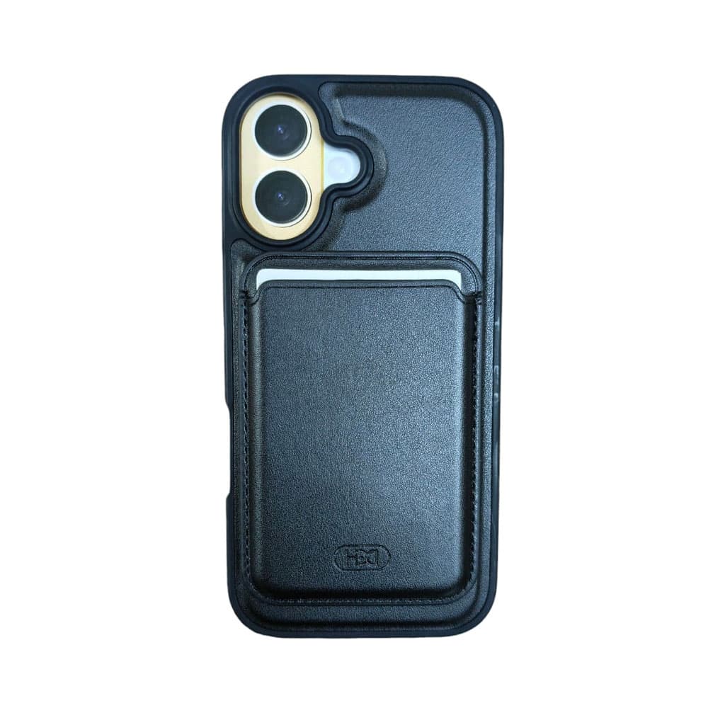 HDD Leather Cover For iPhone 17 With Pocket And Magsafe - Black