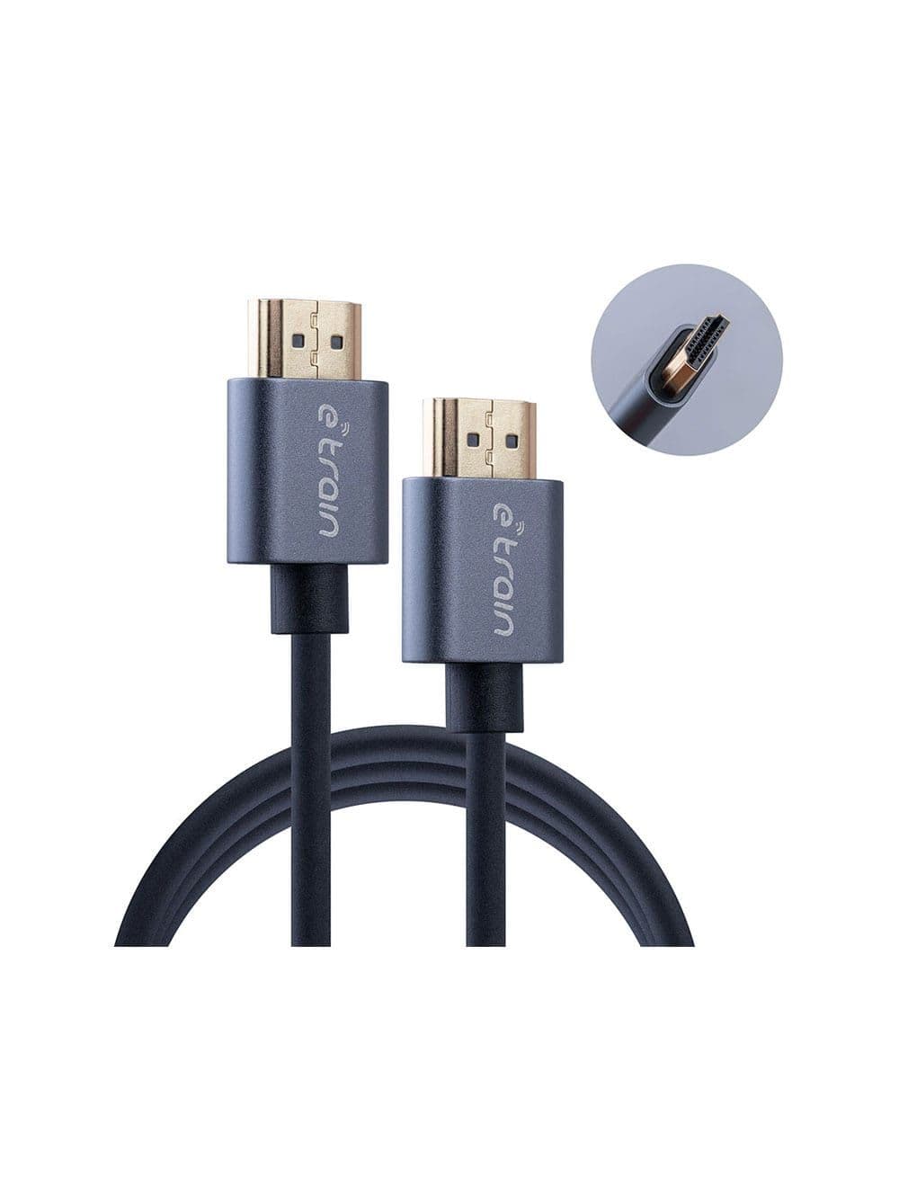 E-train (DC892) HDMI to HDMI Round Cable 4K 3M Gold Plated - Gray