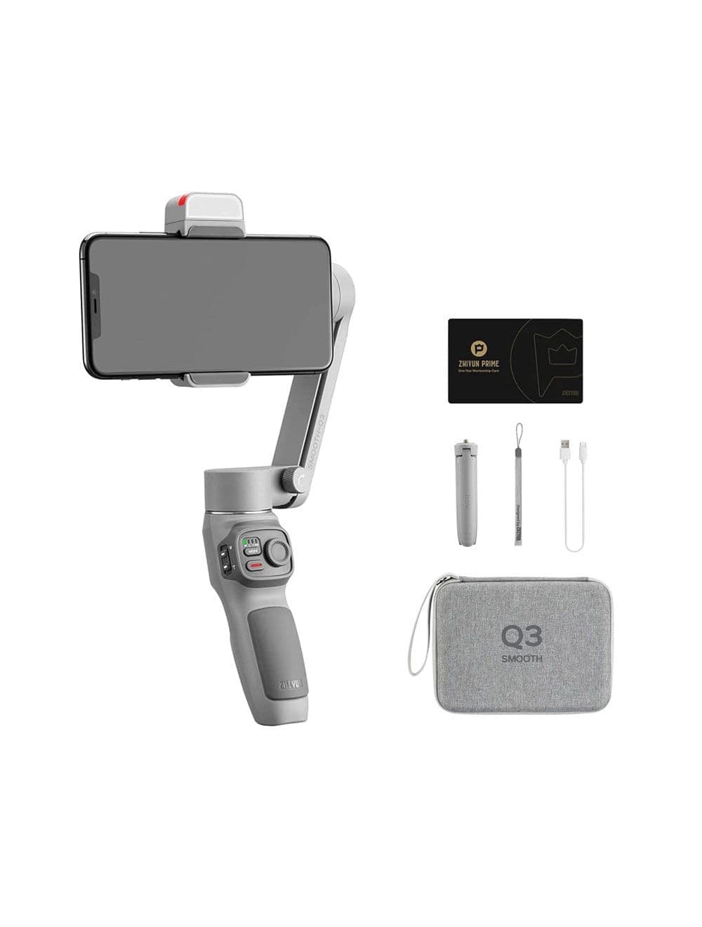 Zhiyun Smooth Q3 COMBO Gimbal Stabilizer with Carry Bag for Smartphone Compatible with iPhone &amp; Android - Gray 