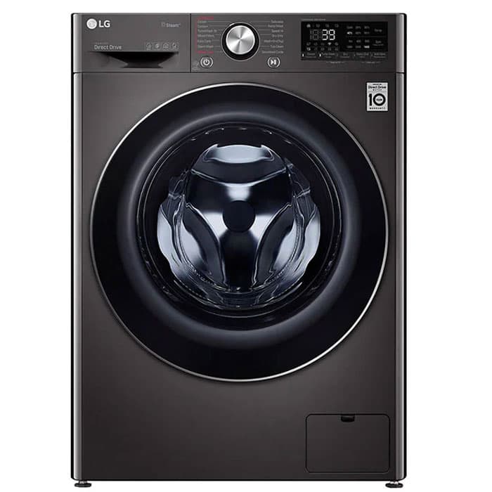 LG Washing Machine 9Kg Front Loading Steam 1400 RPM - 5Kg Dryer - Black Steel - F4R5VGG2E
