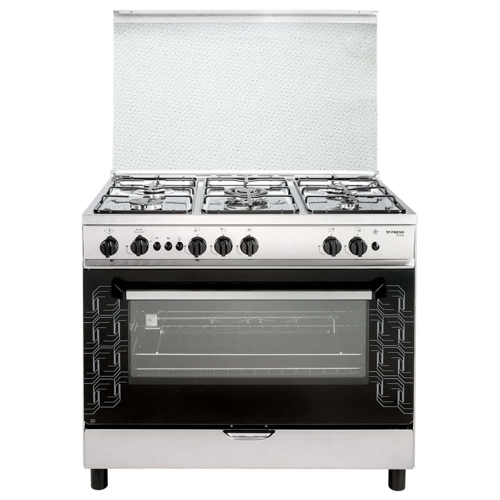 فريش بوتجاز بونتو غاز 5 شعلة مع مروحة 60*90 سم  - ستانلس ستيل - موديل 17304