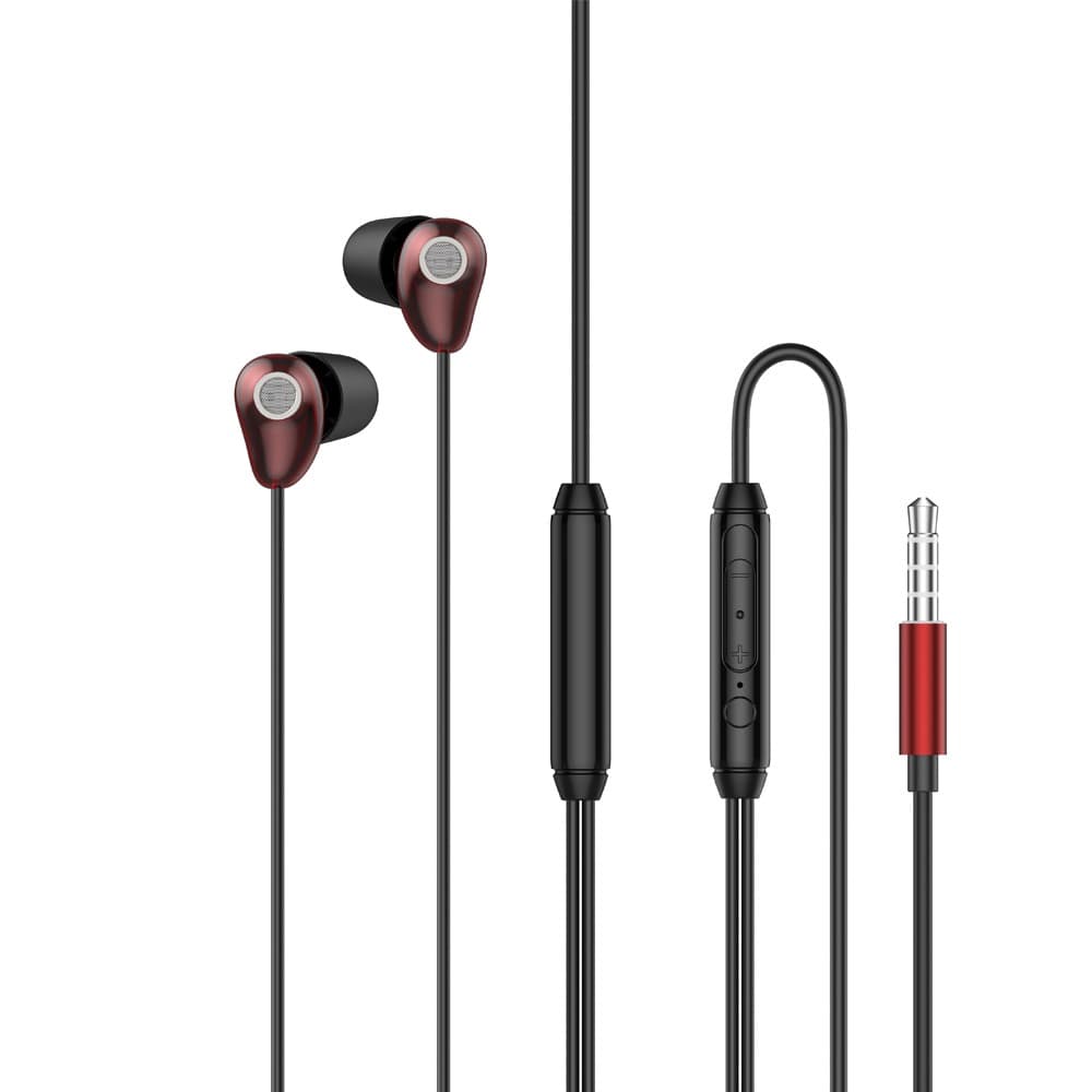 L'AVVENTO (HP66R) Sleeping Earphone with Mic 3.5mm with Volume Control - Red