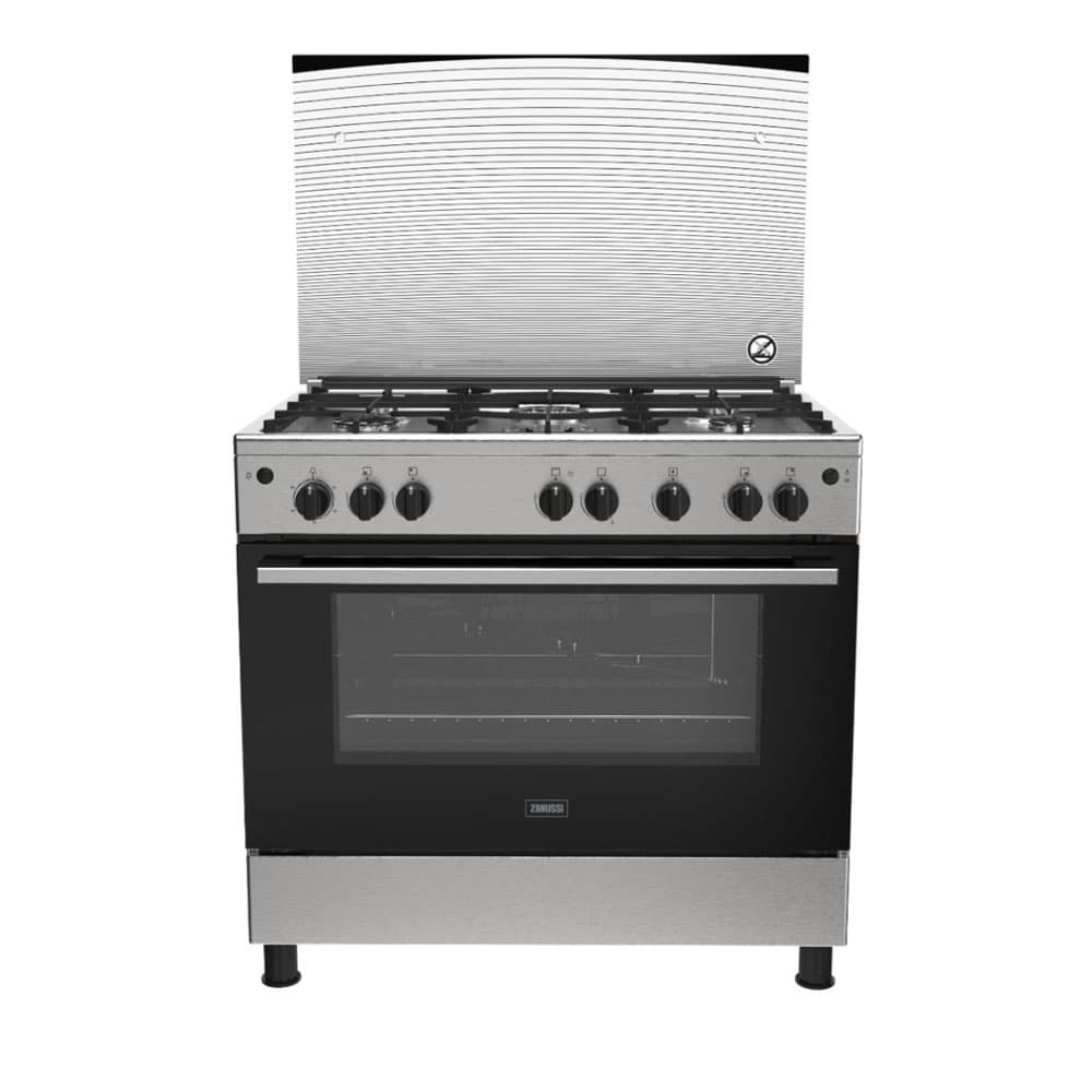 Zanussi Free Standing Cooker 90 - 5 Burner Gas Cooker - Steel Plus Full Safety - Stainless Steel Inox Sides - ZCG922A6XB - 6577