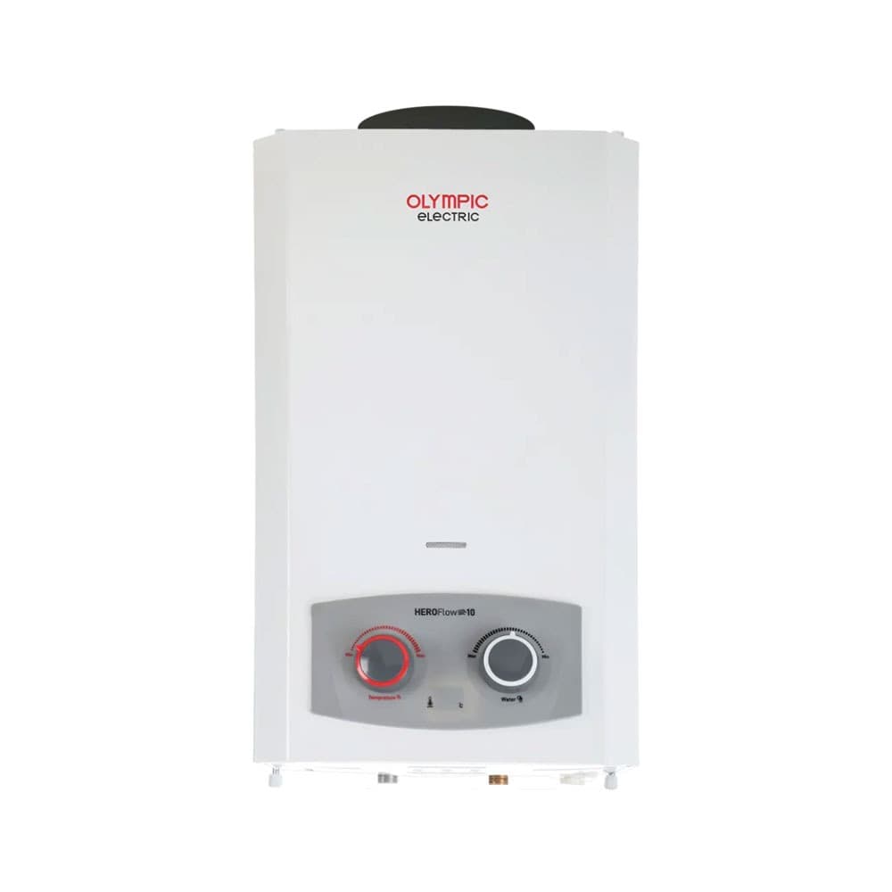 Olympic Gas Water Heater Electric Delta Gc3 Two Knobs Digital 10  Liter Flue Type - Adaptor - Bir Waheed (NG) - White - 5584 