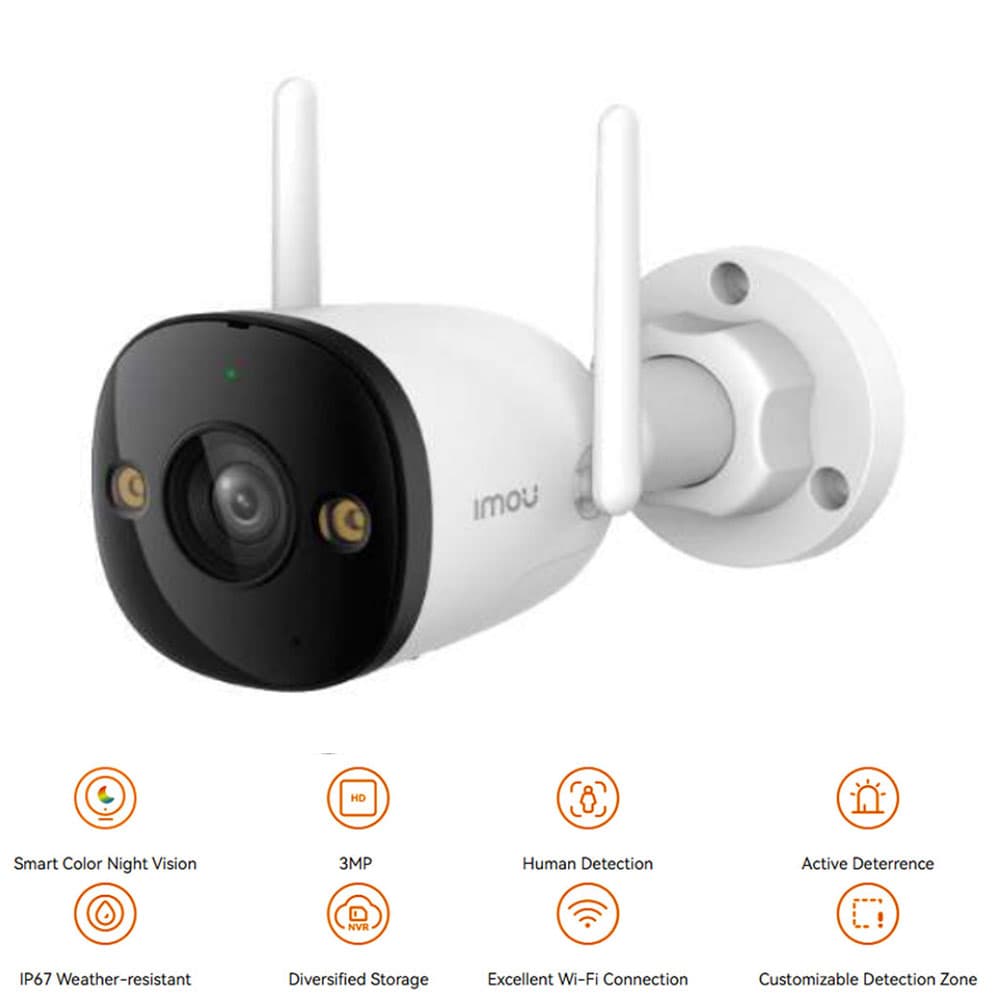 Imou 2E Secuirty Camera 3MP H.265 Bullet Wi-Fi Camera Full Color  Weatherproof - IPC-K3DP-3H0WF