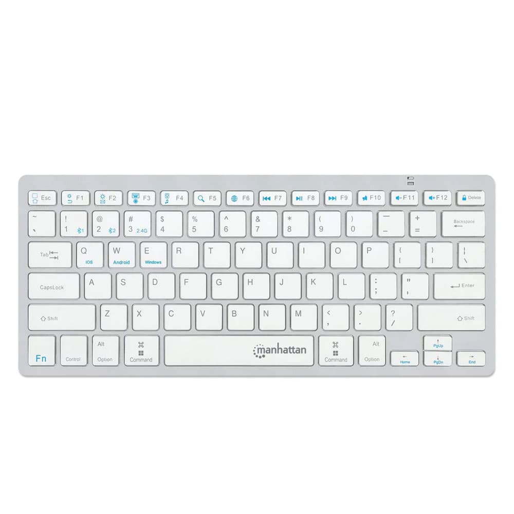 منهاتن لوحة مفاتيح لاسلكي Ultra Slim Dual-Mode - فضي / أبيض
