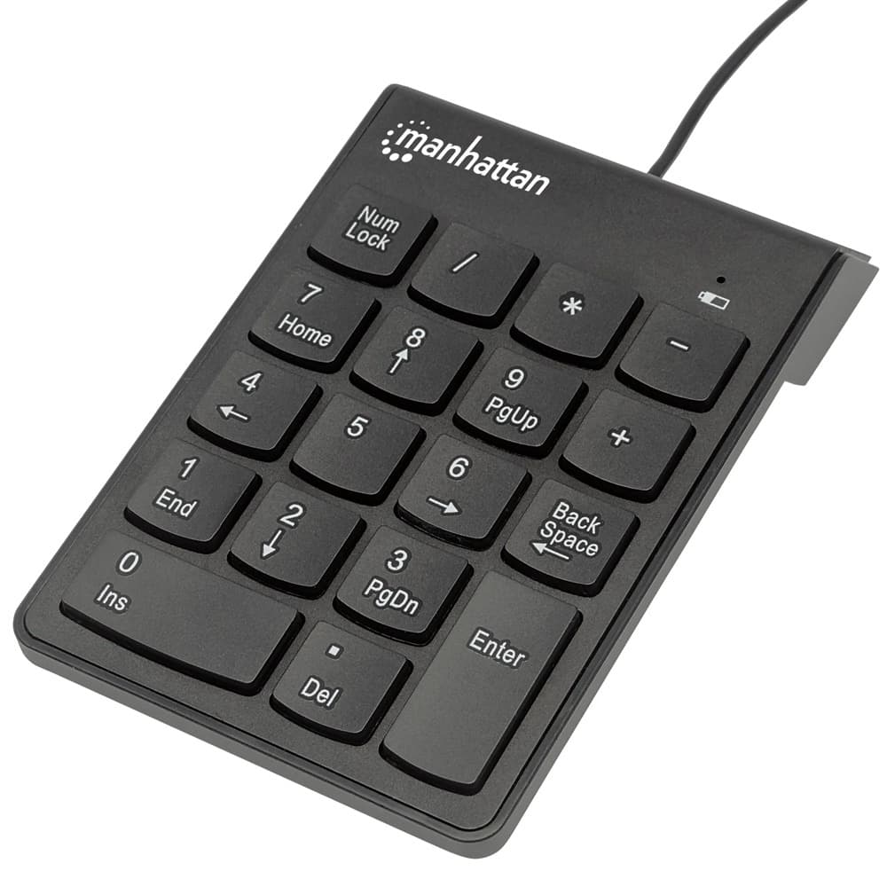 Manhattan Numeric Wired Keypad USB Wired 18 Full-Size Keys - Black