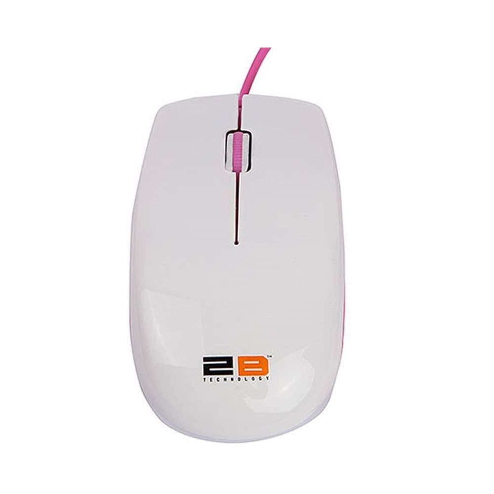 2B (MO16W) Optical wired mouse Piano finishing - Pink * White
