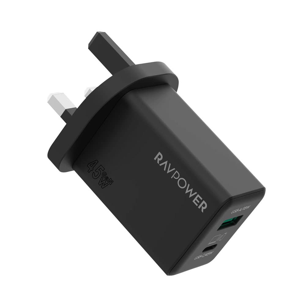 RAVPower RP-PC1099 PD Pioneer 45W 2-Port Wall Charger - Black