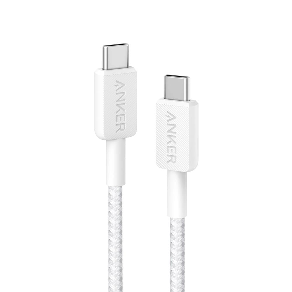 Anker 322 USB-C to USB-C Cable 3ft Braided - A81F5H21 - White 