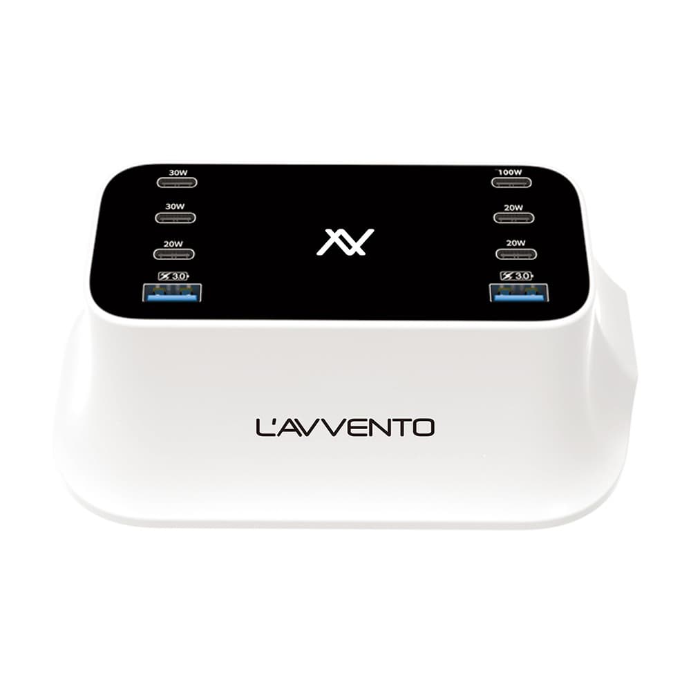 L'AVVENTO GAN Dock Station 140W 6 USB-C - 2 USB-A Ports - PD 100W - White x Black