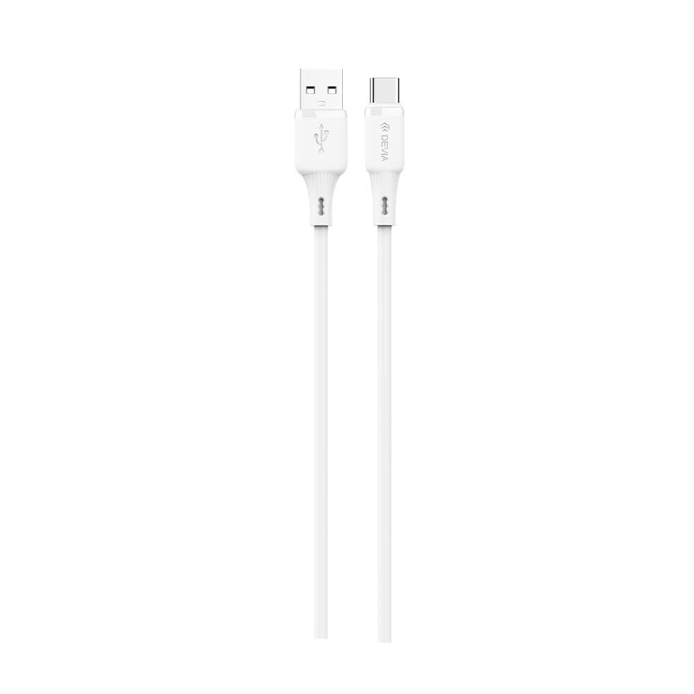 DEVIA Pro3 USB-A to USB-C Silicone Cable 2.4A 1.2M - White