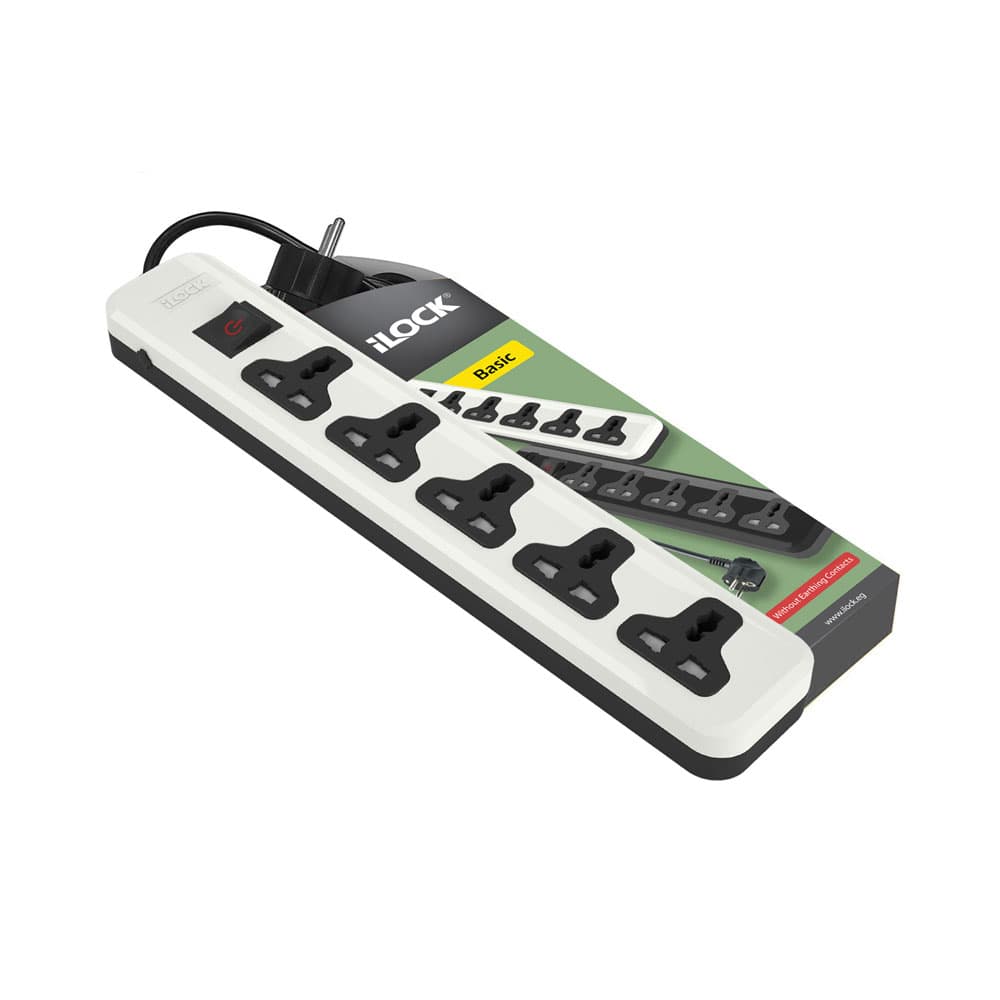 I Lock strip - 5 MK Schuko Outlets - 2M - White