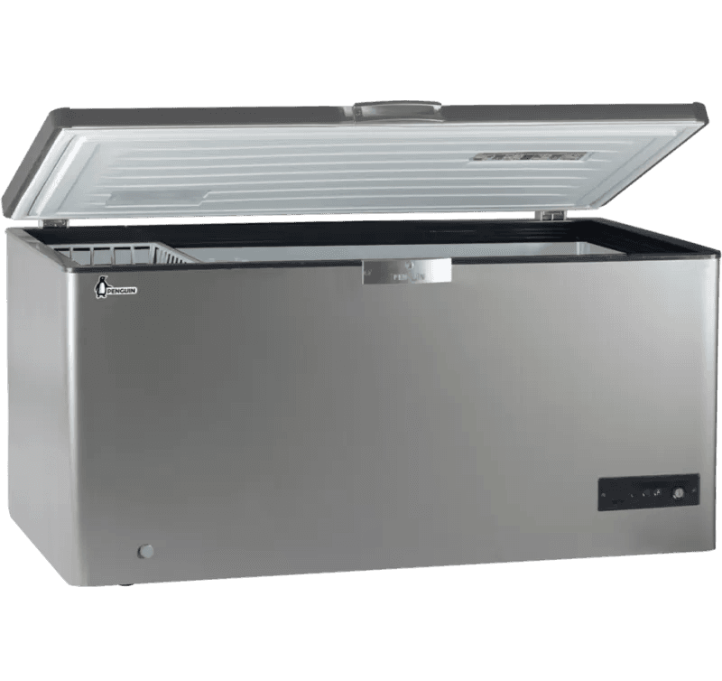  Penguin Chest Freezer, Defrost, 505 Litre - Silver, ES571-L