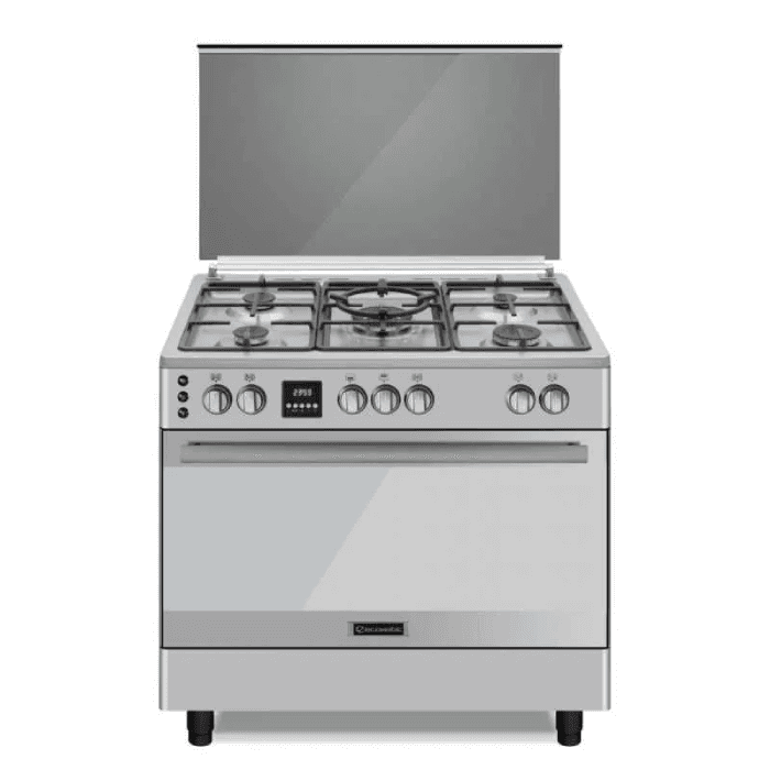 بوتجاز غاز ايكوماتيك، 90 سم، 5 شعلة، ديجيتال، FS9304MDC - فضي