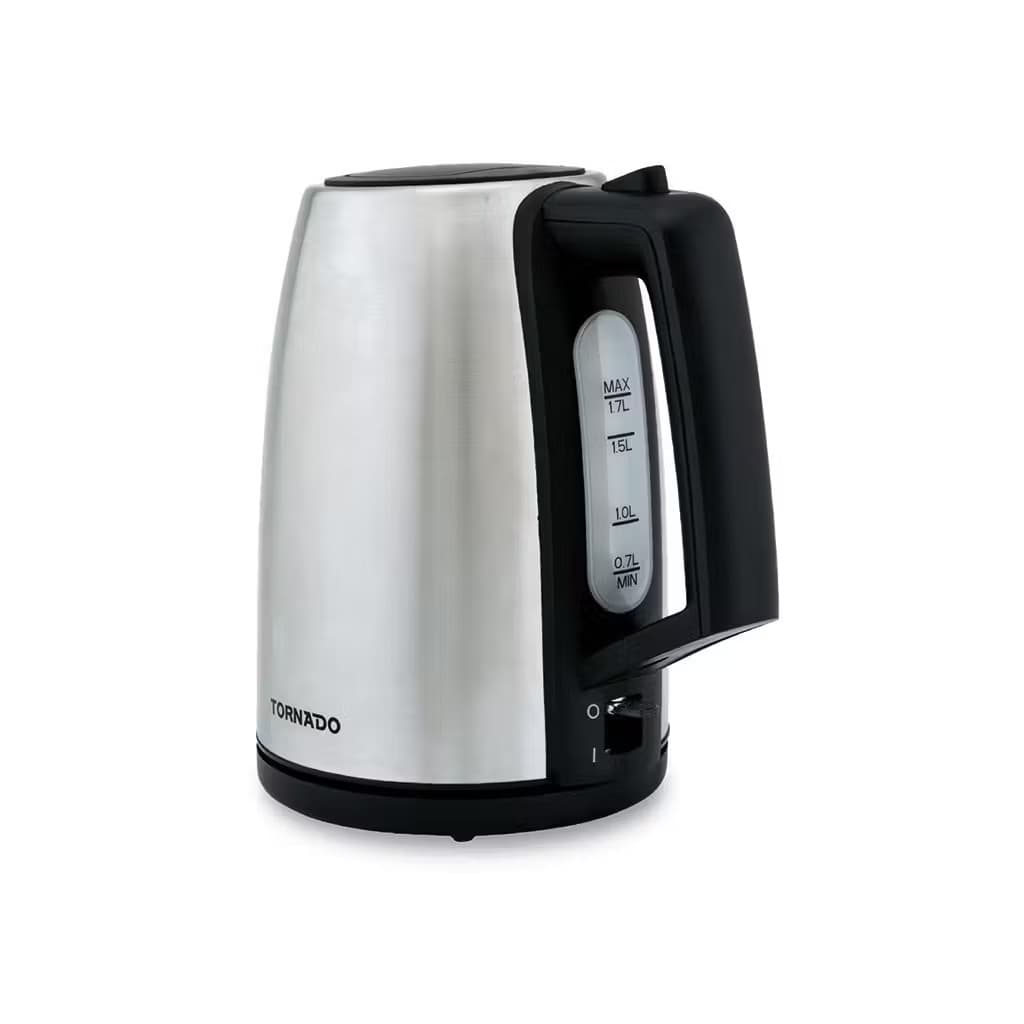 Tornado Electric Kettle, 1.7 Liter, 2200 watt - Silver, TKS-2217E