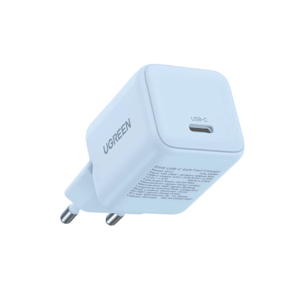 Ugreen Charger home Adapetr 20W USB-C Fast Charger GAN X512 - Blue