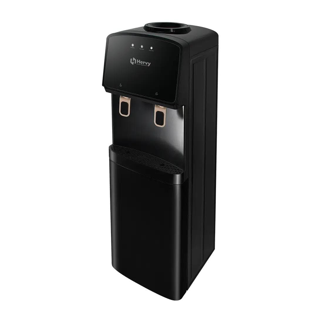 Hervy Water Dispenser 550W, Cold/Hot Water, Storage Cabinet, 0.8L Hot Tank, Stainless Steel Compressor - Black, WD-001