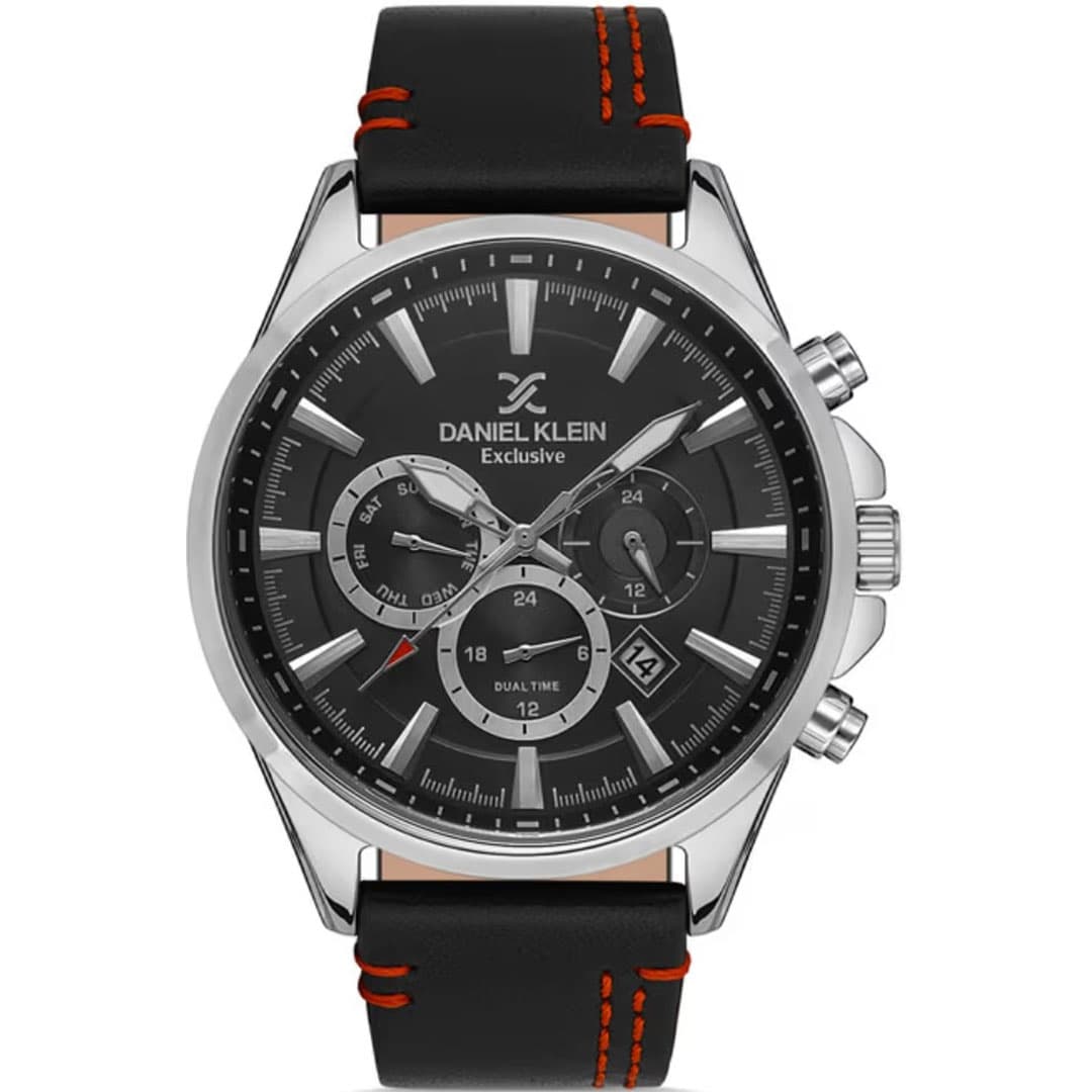 Daniel Klein Analog Watch for Men, Leather Strap - Black, DK.1.13278-1