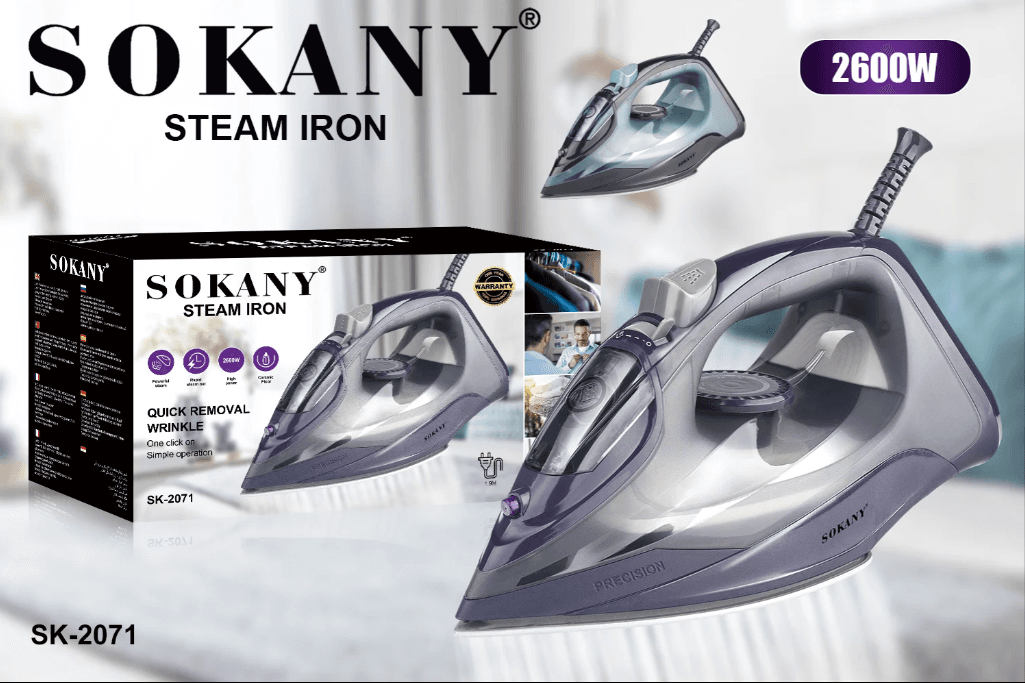 Sokany Clothes Iron, 2600W, 250ml - Grey