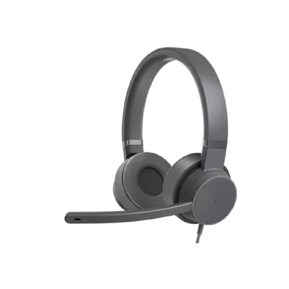 Lenovo Go Wired ANC Headset High-Quality Audio Drivers, Active & Environmental Noise Cancellation-Grey