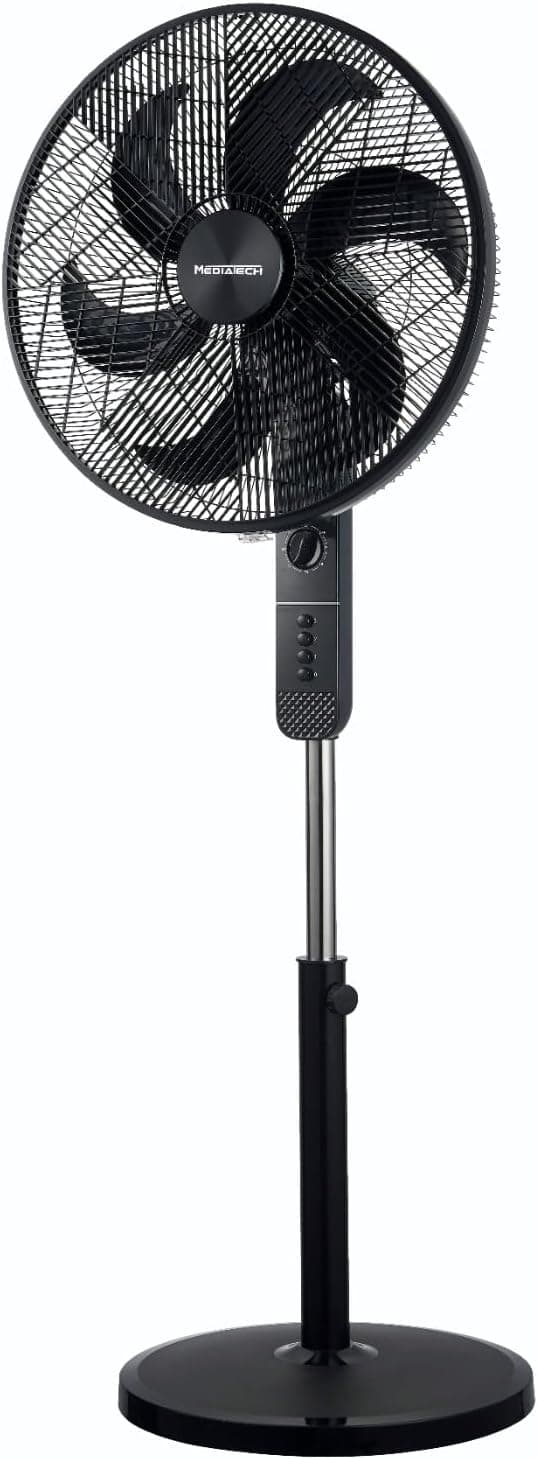 Media Tech Stand Fan, 18 Inch, 6 Blades, 3 Speeds, MT-SF46M - Black