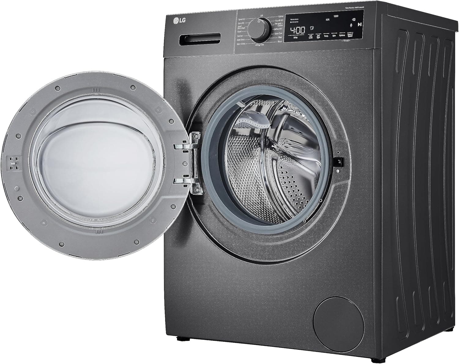 LG F2T2TYM1S.ADSPEEC Washing Machine, Front Load, 12 Speeds, 1200 RPM, 8 kg Capacity- Black