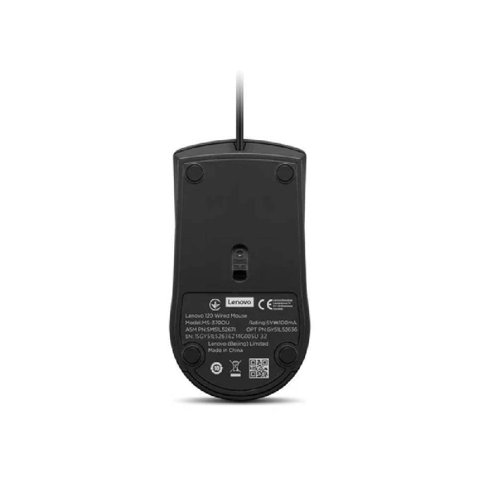 Lenovo 120 Wired Optical Mouse - Black, MS-370OU